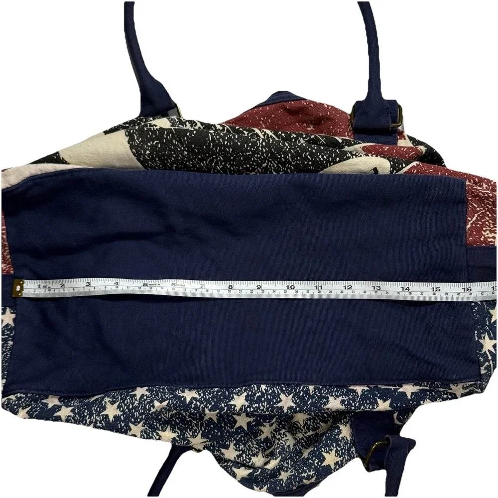 SeaWorld Shamu Stars Stripes Canvas Duffle Bag Travel Tote American Flag Whale